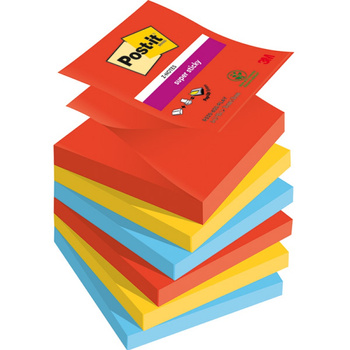 Karteczki Post-it Super Sticky Z-Notes 76x76mm (R330-6SS-PLAY) mix kolorów (6x90)