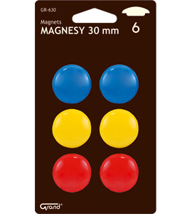 Magnesy do tablic Grand śr.30mm 3 kolory (3x2)