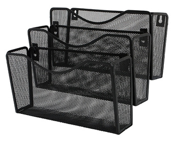 Zestaw 3 półek na dokumenty Q-Connect naścienny metalowy czarny