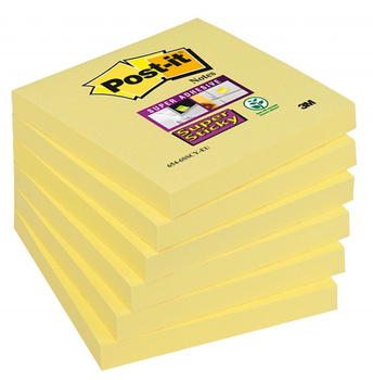 Karteczki Post-it Super Sticky 76x76mm (654-6SSCY) żółte (90)