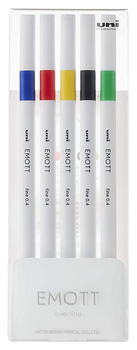 Cienkopisy Uni Emott No.1 0.4mm 5 kolorów
