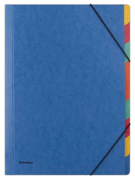 Teczka z gumką DONAU, preszpan, A4, 9 przekładek, niebieska