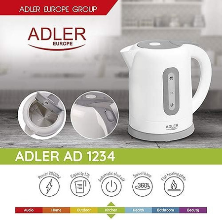 Czajnik elektryczny Adler AD 1234 1.7L biało-szary