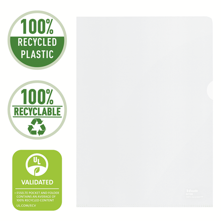 Folder Esselte Recycled Premium A4/100µm groszkowy (100) 