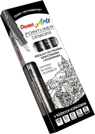 Cienkopisy Pentel PointLiner 0.05|0.1|0.3|0.5|0.8mm czarne