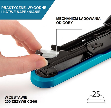 Zszywacz Novus B2 ColorID (+ zszywki) niebieski