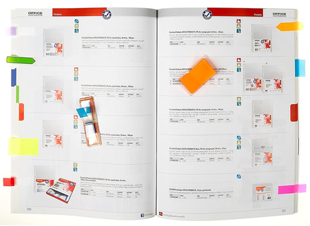 Zakładki indeksujące OFFICE PRODUCTS, standard, PP, 12x45mm, 5x25 kart., zawieszka, mix kolorów