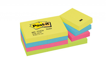 Karteczki Post-it 38x51mm (653-TFEN) mix kolorów (12x100)