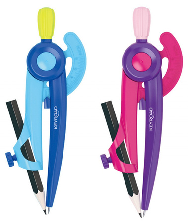 Zestaw Keyroad: cyrkiel linijka kątomierz ekierka temperówka gumka