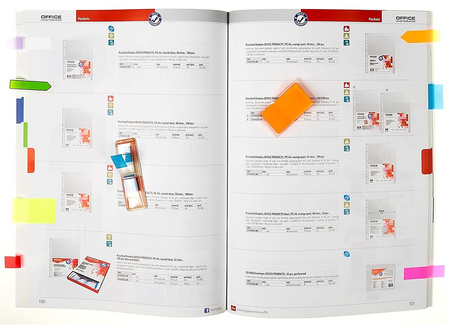 Zakładki indeksujące OFFICE PRODUCTS, PP, 12x43mm, 4x35 kart., zawieszka,