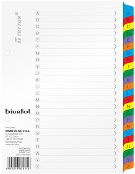 Przekładki kartonowe Biurfol A5 A-Z alfabetyczne