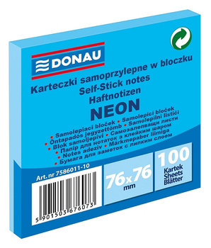 Karteczki Donau 76x76mm neon niebieskie (100)