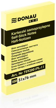 Karteczki Donau Eco 51x76mm żółte (100)