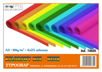 PAPIER TYPOGRAF A3/80g NEON 25*4 KOLORY (100)