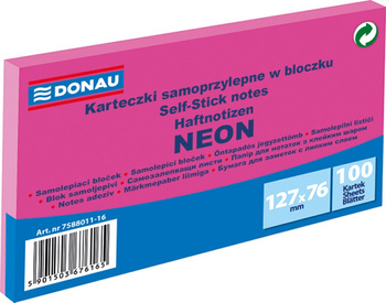 Karteczki Donau 127x76mm neon różowe (100)