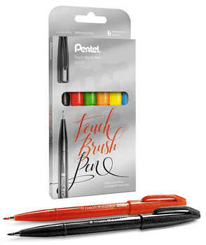Pisaki pędzelkowe Pentel Brush Sign Pen SES15C 6 kolorów