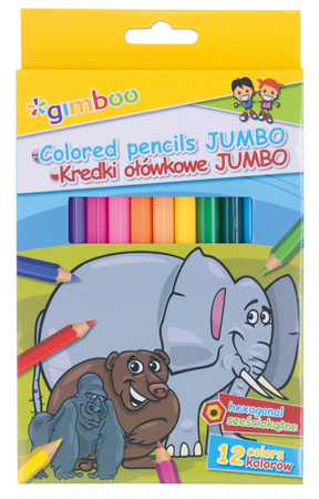 Kredki ołówkowe Gimboo Jumbo 12 kolorów