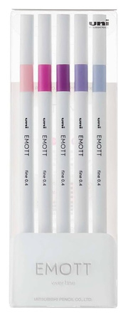 Cienkopisy Uni Emott No.7 0.4mm 5 kolorów