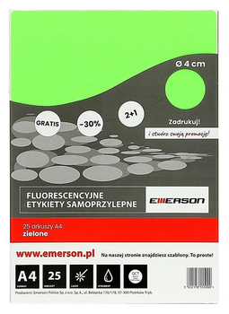 Etykiety Emerson A4 śr.40mm zielone (25)