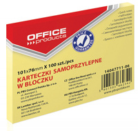 Karteczki Office Products 76x101mm żółte (100)