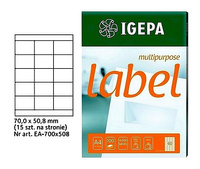ETYKIETY A4 IGEPA 70,0*50,8mm BIAŁE (100)